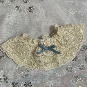 Vintage 90s Victorias Secret Beaded Lace Garter with Something Blue Bow